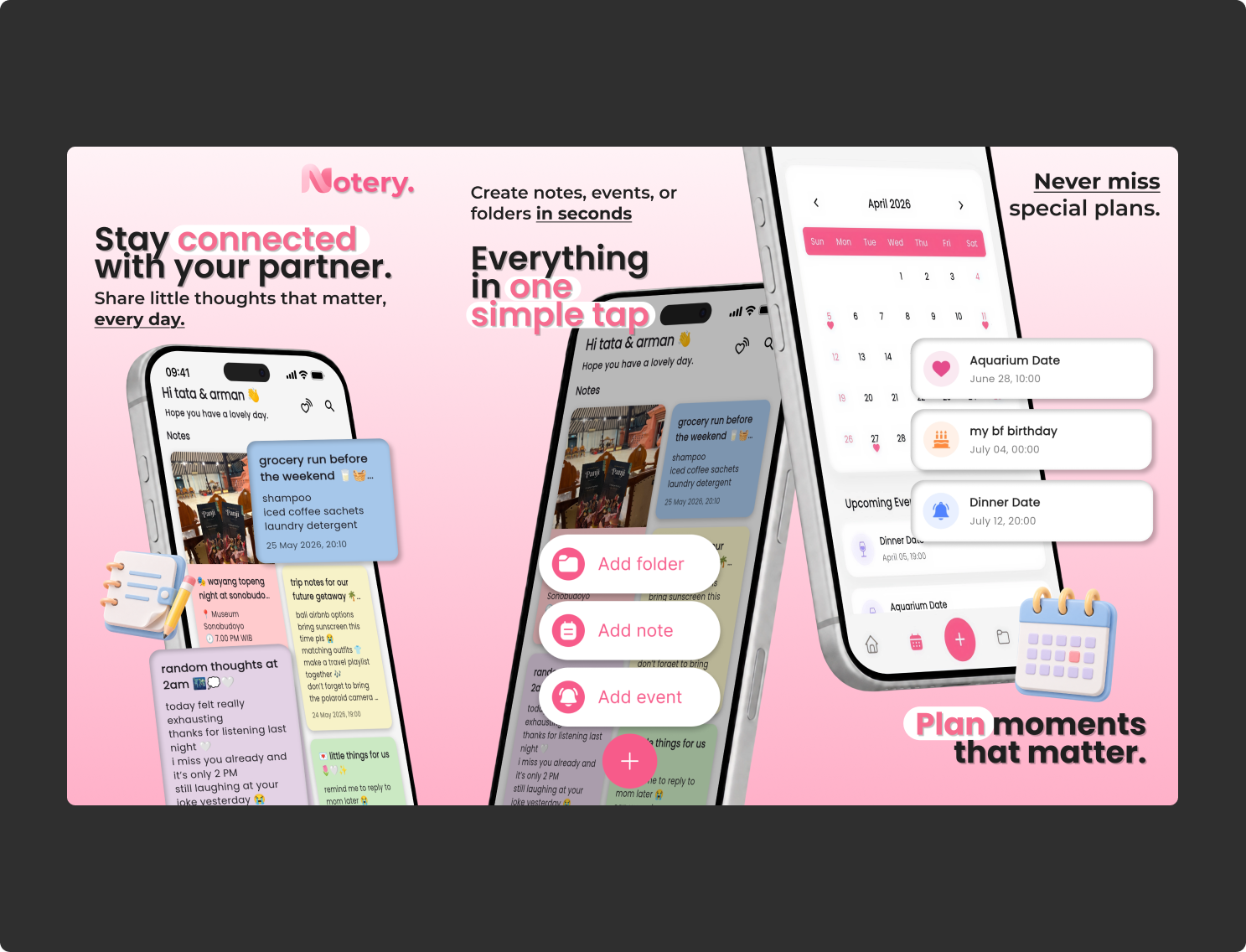 Notery screens
